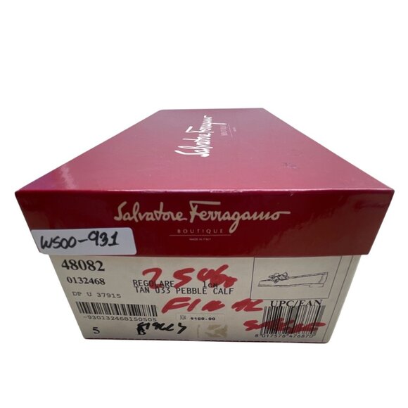 Salvatore Ferragamo Regolare Women’s Brown Pebbled Leather Loafers Sz 5B - New - Picture 8 of 8